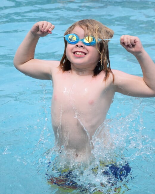 Kid in the pool.