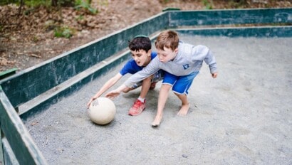 Boys playing gaga ball at Camp Grossman.