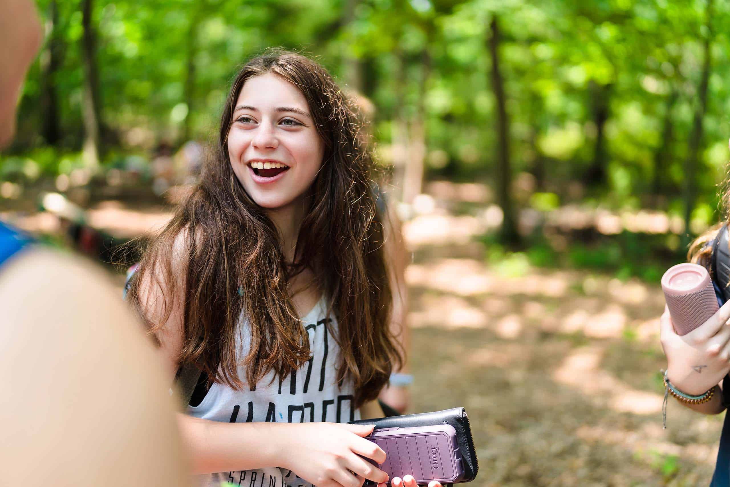 Girl smiling at Camp Grossman.