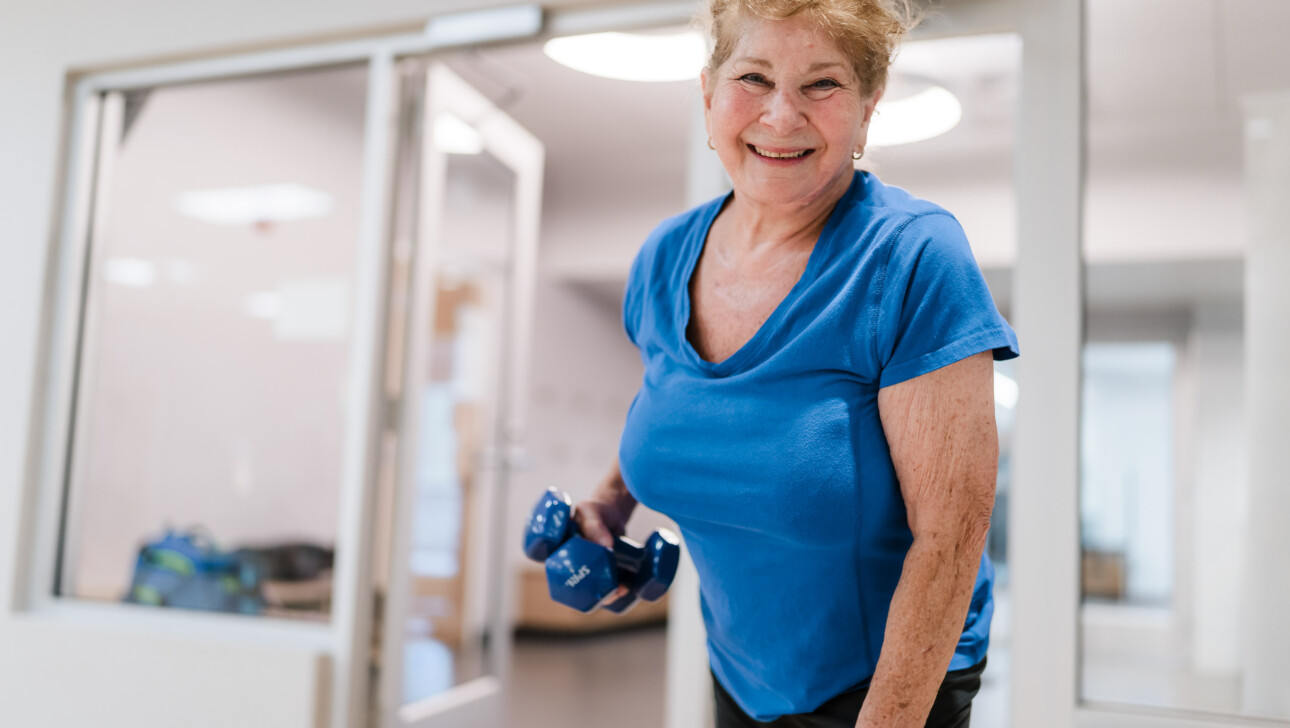 A woman exercising.