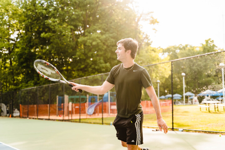 A man playing tennis.