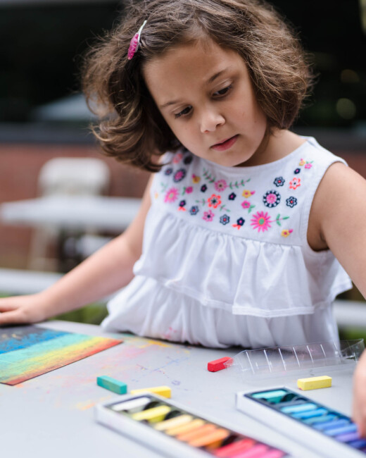 A girl drawing.