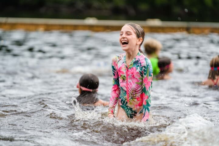 A girl having fun in the water.
