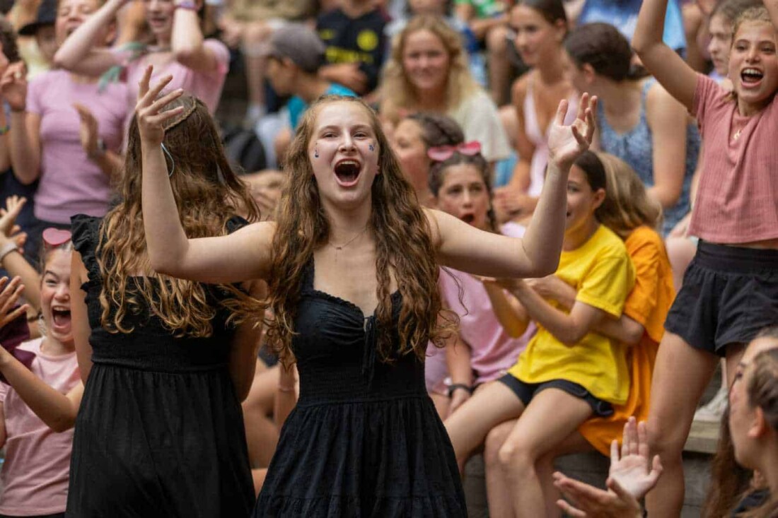 Girl in a crowd at Camp Grossman.