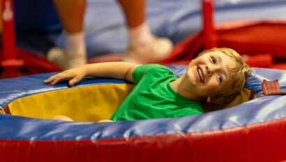 Boy on a gymnastics block.