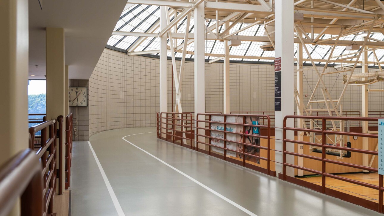 Mezzanine jogging track at JCC Greater Boston.