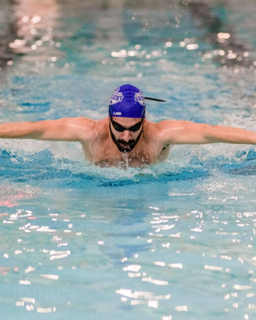 A man swimming.