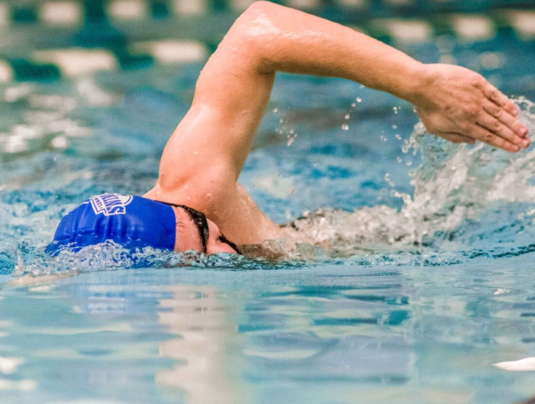 A man swimming.