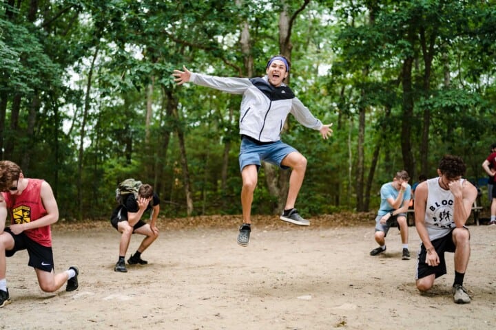 Counselors practicing a dance at Camp Grossman.