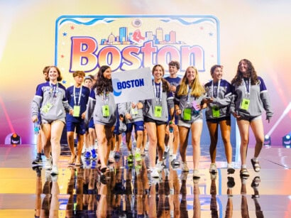 Photo of the Boston delegation at the Maccabi Games Opening Ceremony.