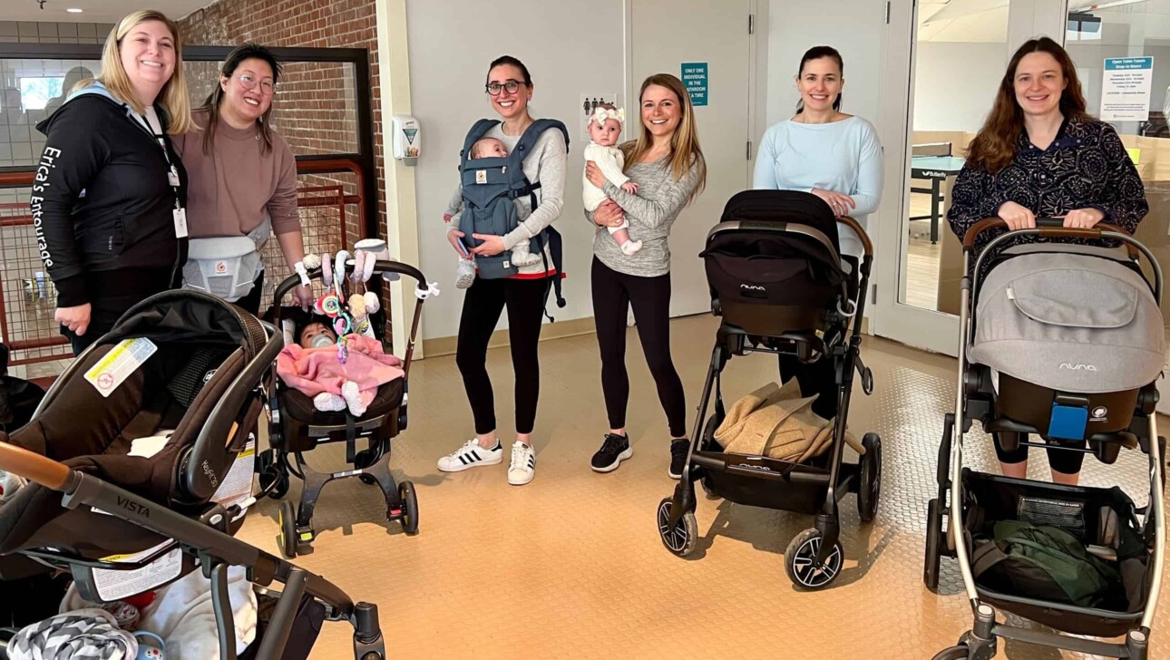 Welcome Baby group together for the indoor stroller walk.