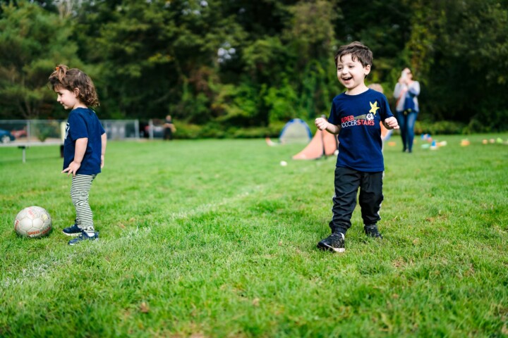 Boy playing soccer.