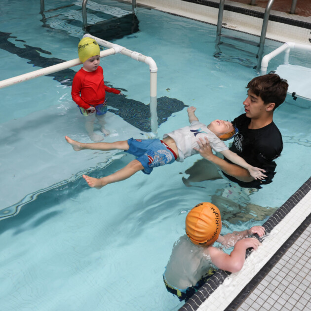 group lesson in the pool.